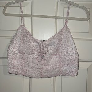 Pink and white flowered crop top